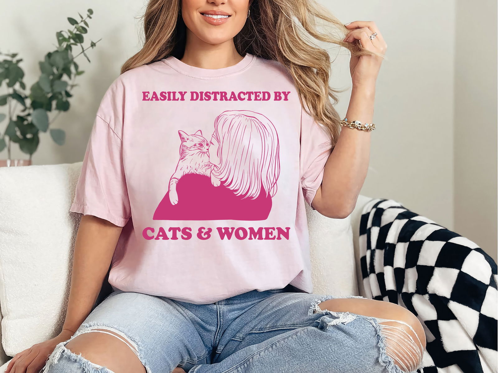 Easily Distracted By Cat & Women Shirt