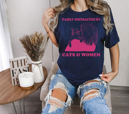 Easily Distracted By Cat & Women Shirt