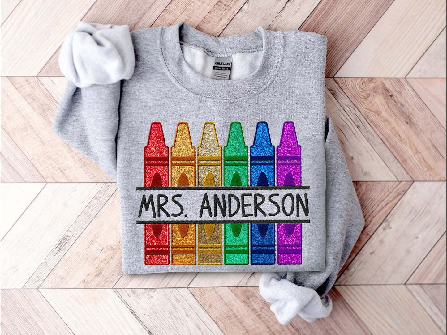 Embroidered Custom Name Crayons Shirt