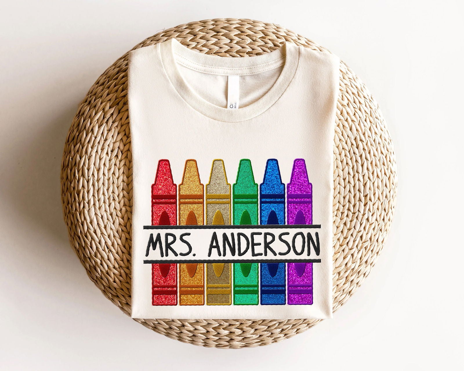 Embroidered Custom Name Crayons Shirt