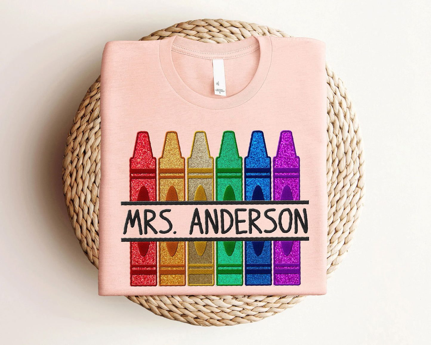 Embroidered Custom Name Crayons Shirt