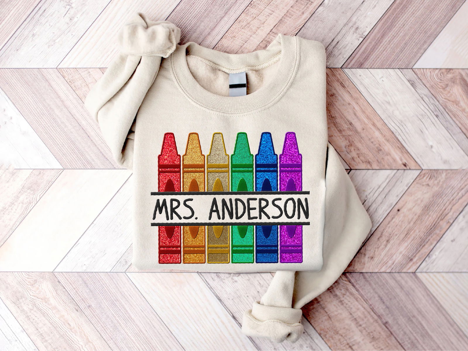 Embroidered Custom Name Crayons Shirt