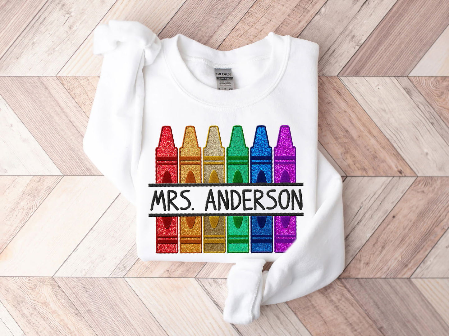 Embroidered Custom Name Crayons Shirt