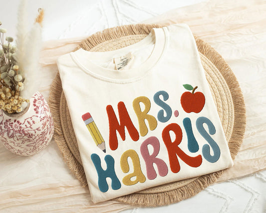 Embroidered Custom Name Teacher Shirt