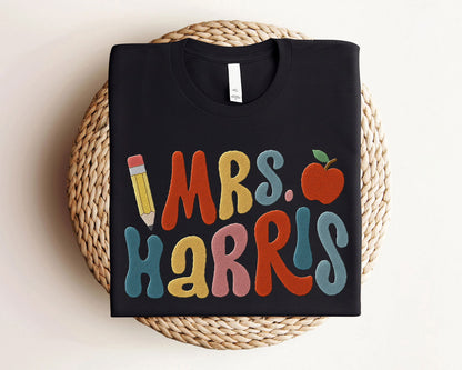 Embroidered Custom Name Teacher Shirt