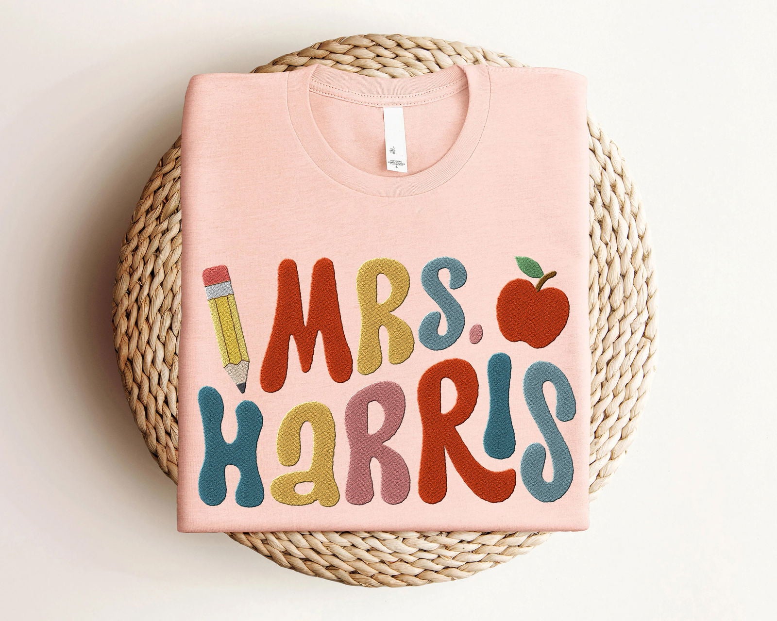 Embroidered Custom Name Teacher Shirt