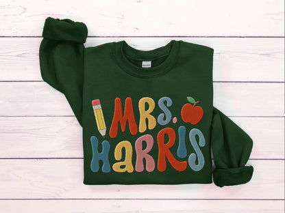 Embroidered Custom Name Teacher Shirt