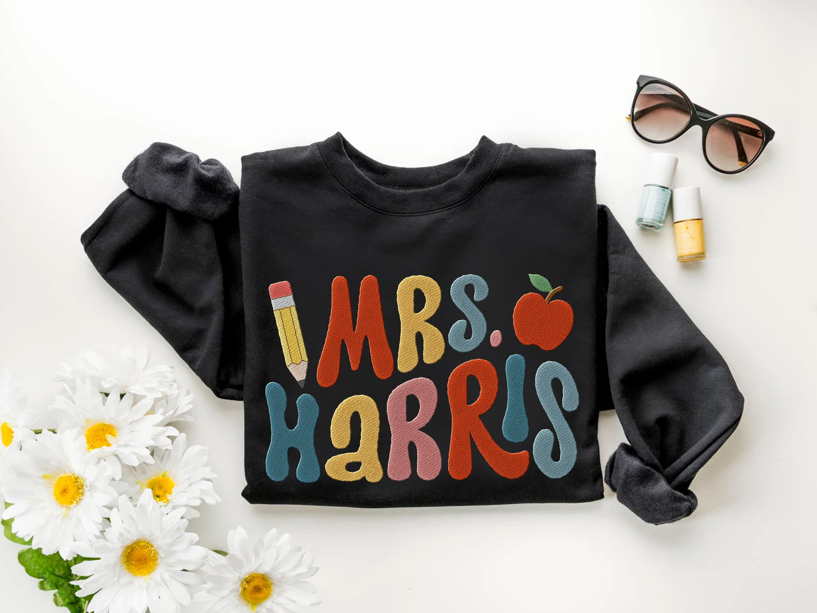 Embroidered Custom Name Teacher Shirt