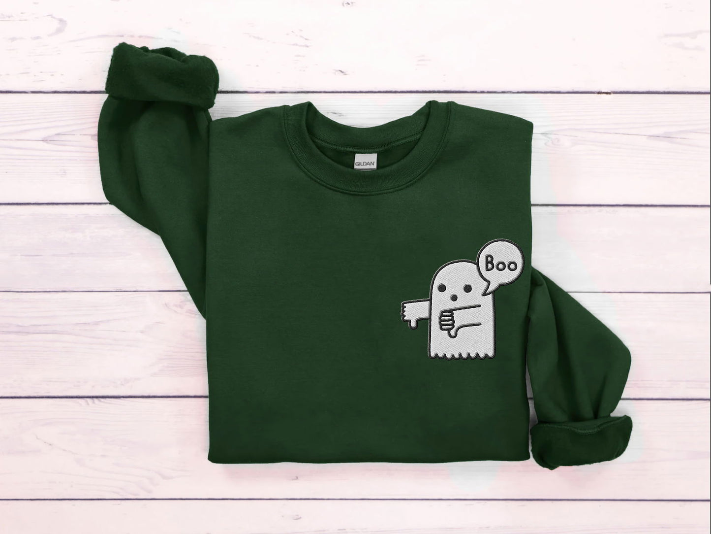 Embroidered Halloween Boo Shirt