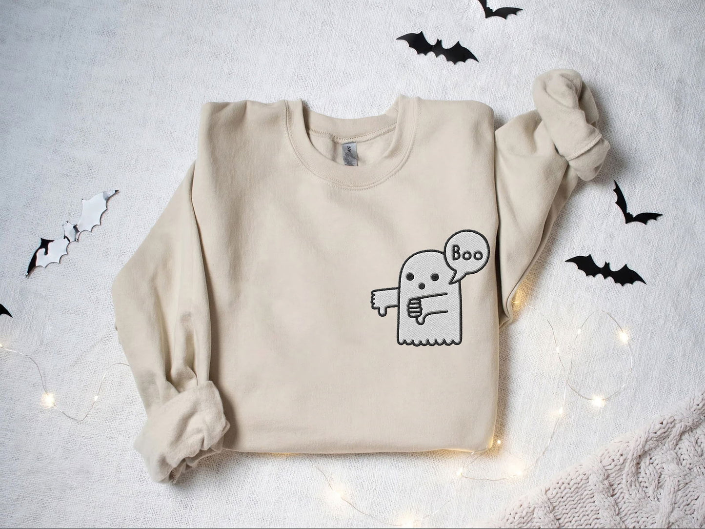 Embroidered Halloween Boo Shirt