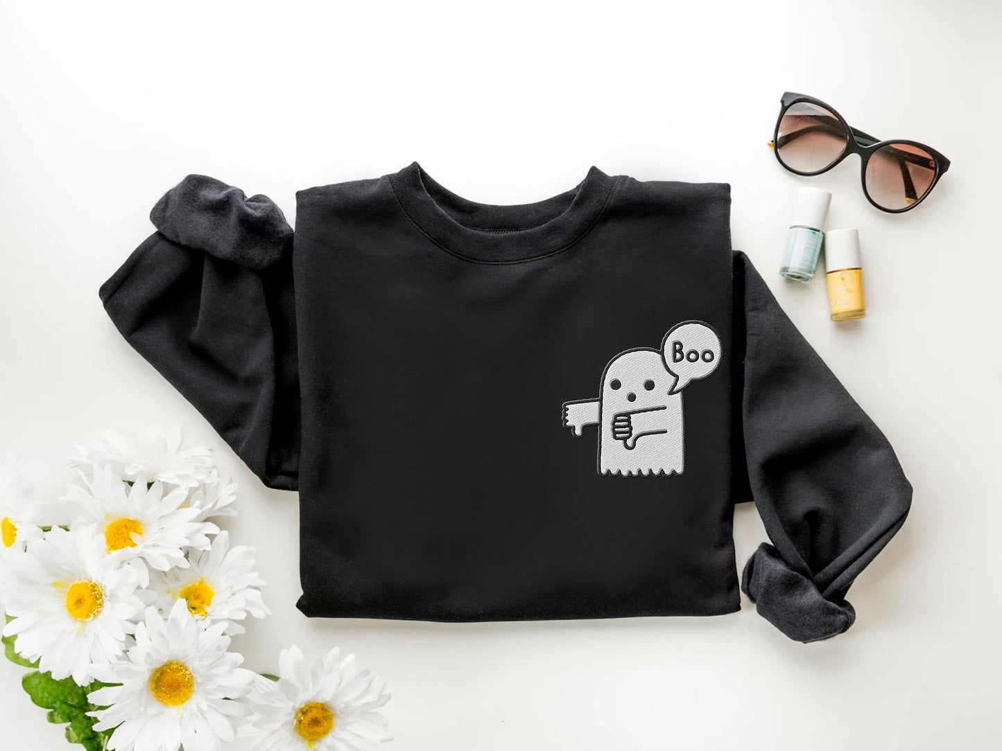 Embroidered Halloween Boo Shirt