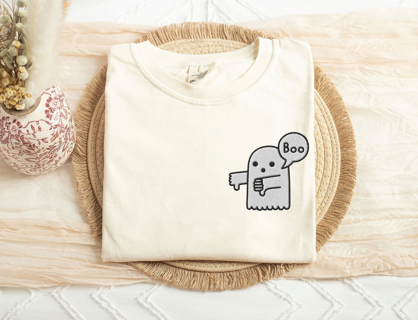 Embroidered Halloween Boo Shirt