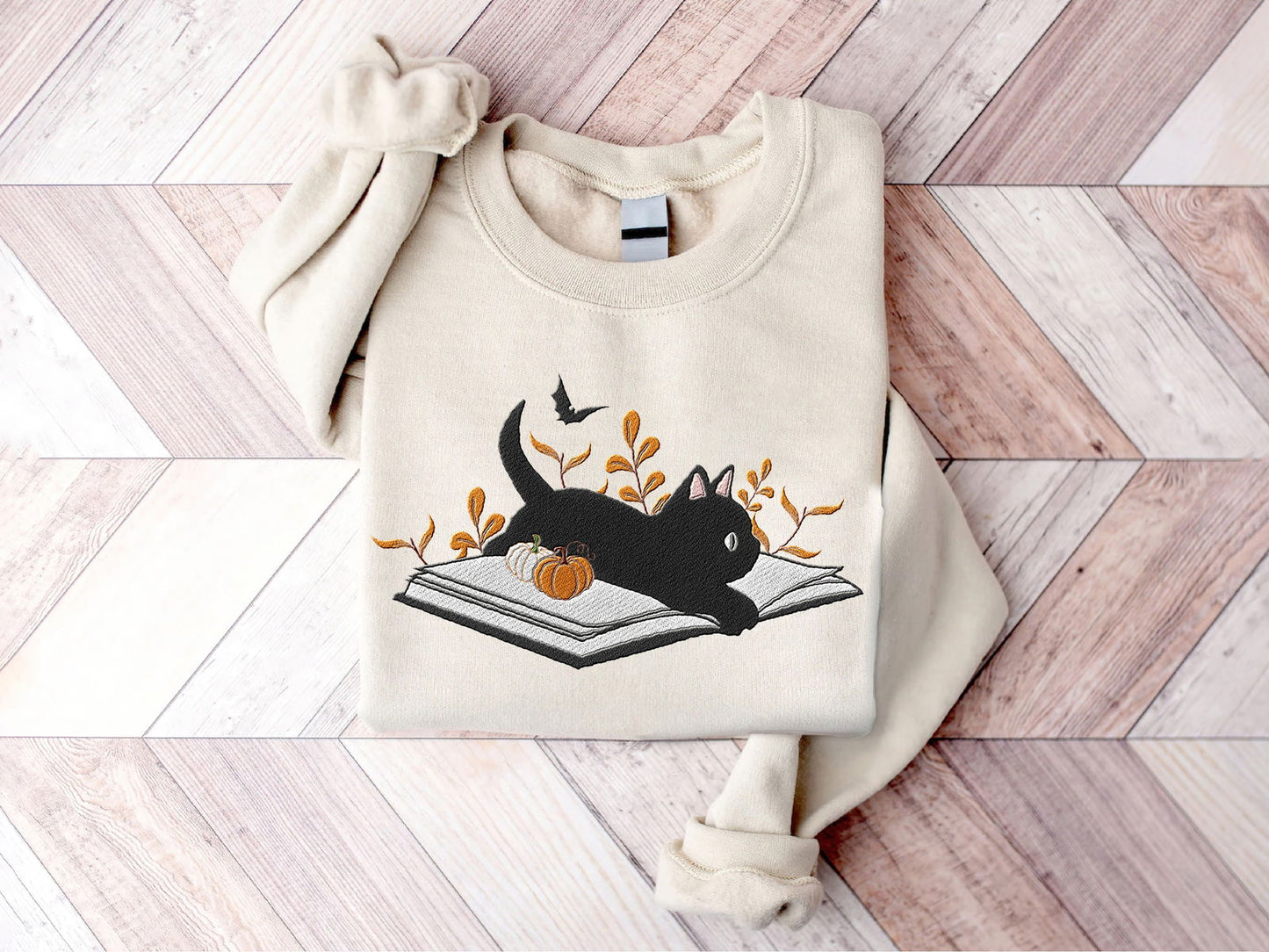 Embroidered Halloween Cat Shirt