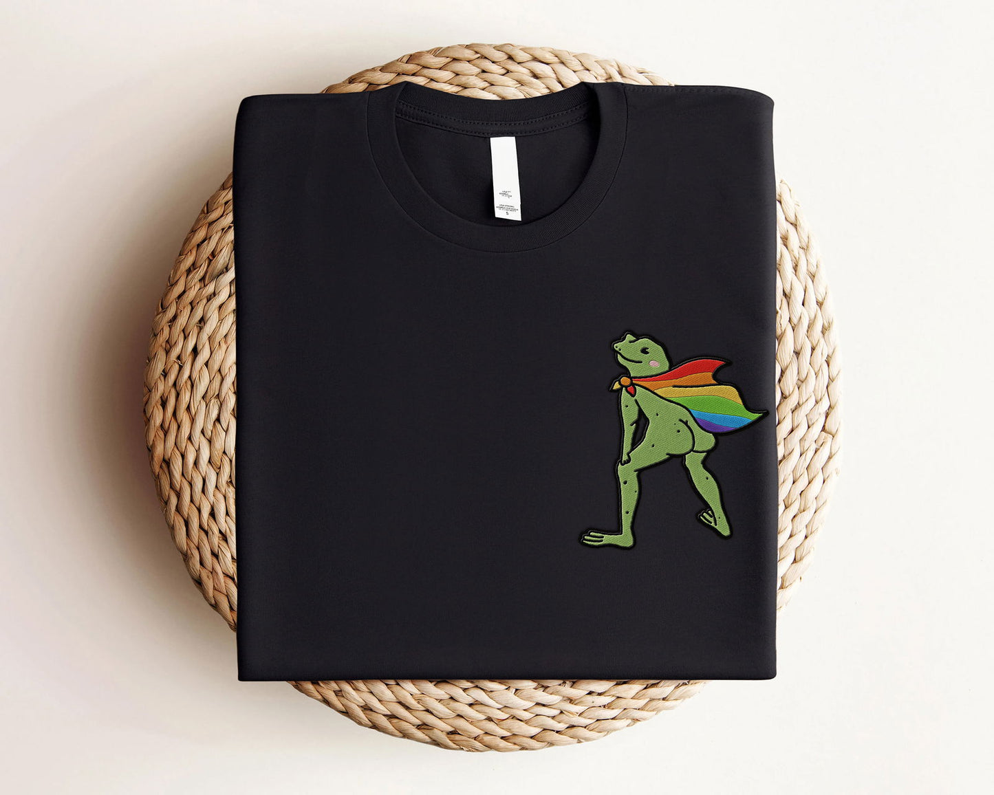 Embroidered LGBT Frog Rainbow Cape Funny Shirt