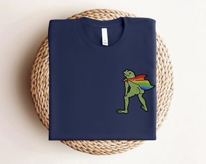 Embroidered LGBT Frog Rainbow Cape Funny Shirt