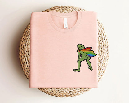 Embroidered LGBT Frog Rainbow Cape Funny Shirt