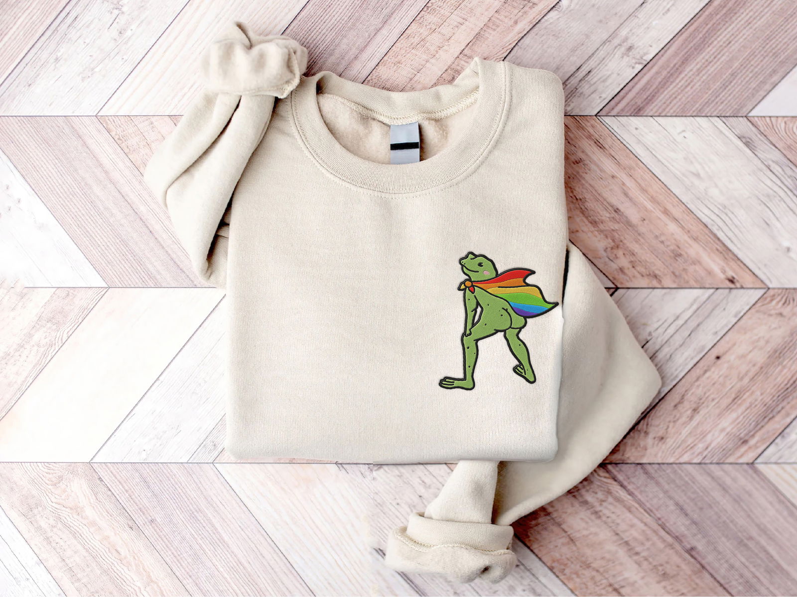 Embroidered LGBT Frog Rainbow Cape Funny Shirt