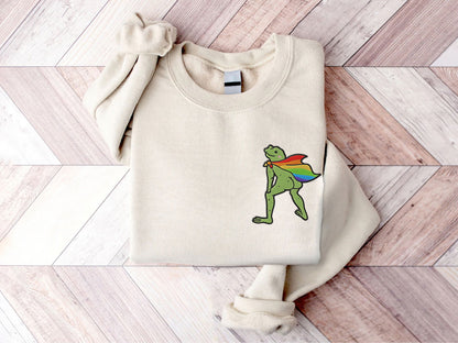 Embroidered LGBT Frog Rainbow Cape Funny Shirt