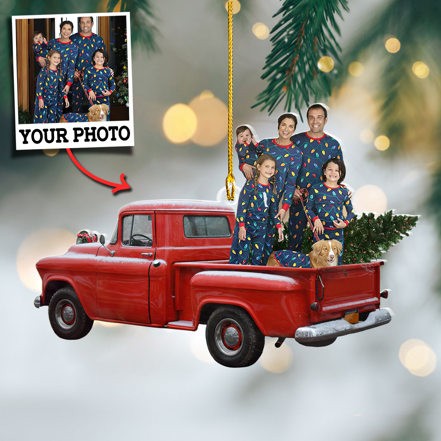 Custom Family Photo Christmas Ornament