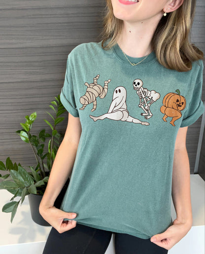 Funny Dancing Skeleton Pumpkin Ghost Dancing Comfort Colors Shirt