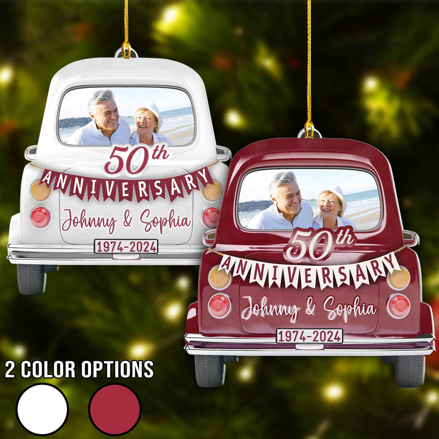 Custom 50th Anniversary Photo Ornament