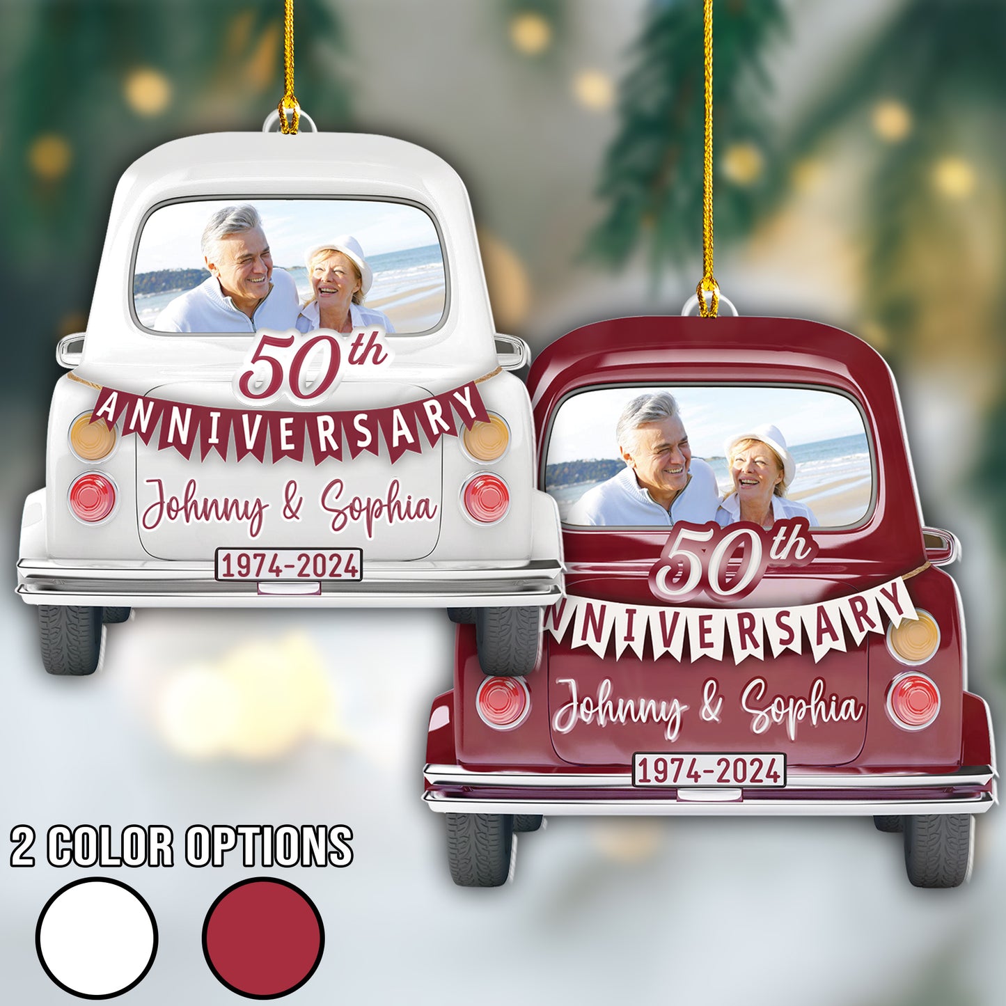 Custom 50th Anniversary Photo Ornament