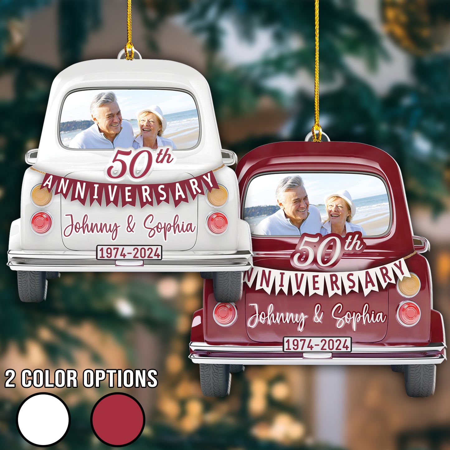 Custom 50th Anniversary Photo Ornament