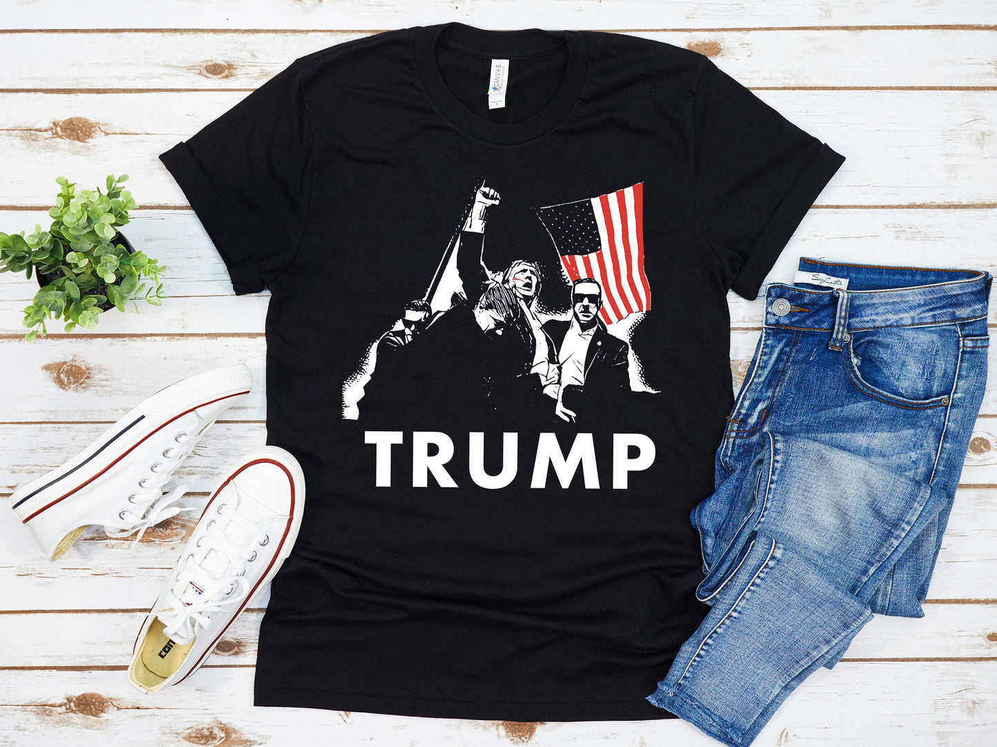 Trump With American Flag Shirt