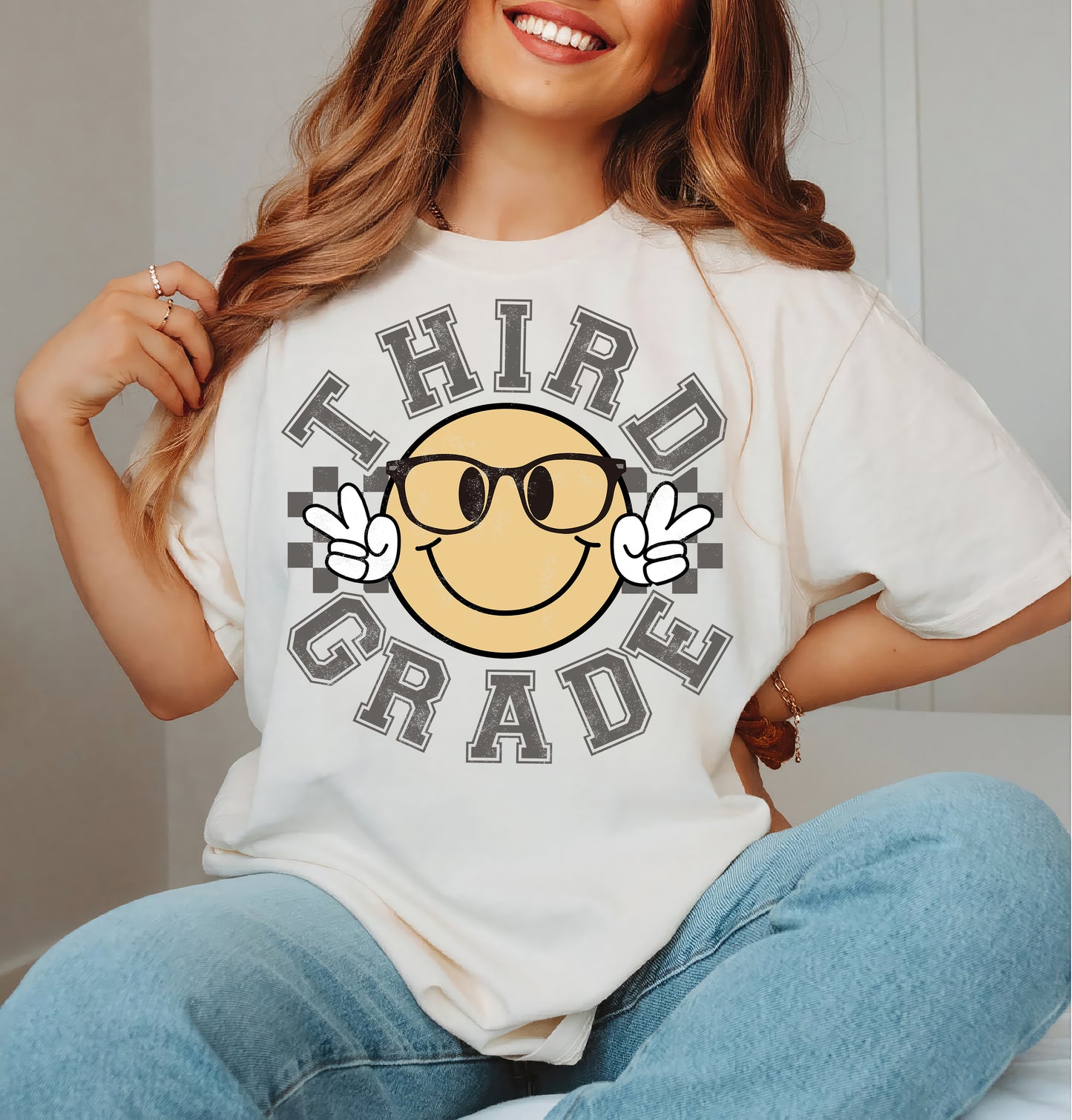 Third Grade Retro Smiley Face Shirt