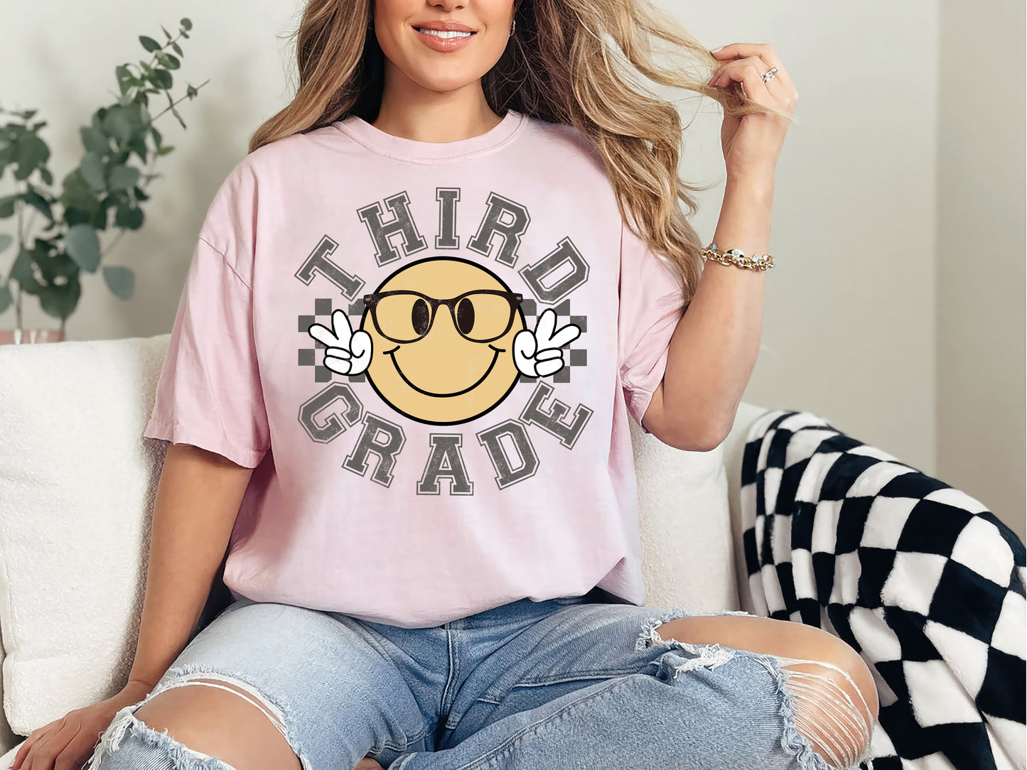 Third Grade Retro Smiley Face Shirt