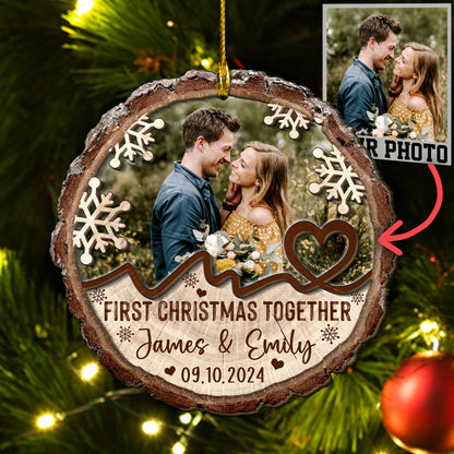 Custom Couple Photo 2-Layer Wood Ornament