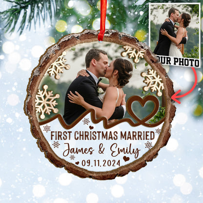 Custom Wedding Photo Wood and Acrylic Ornament