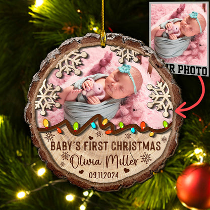 Custom Baby Photo 2-Layer Wood Ornament