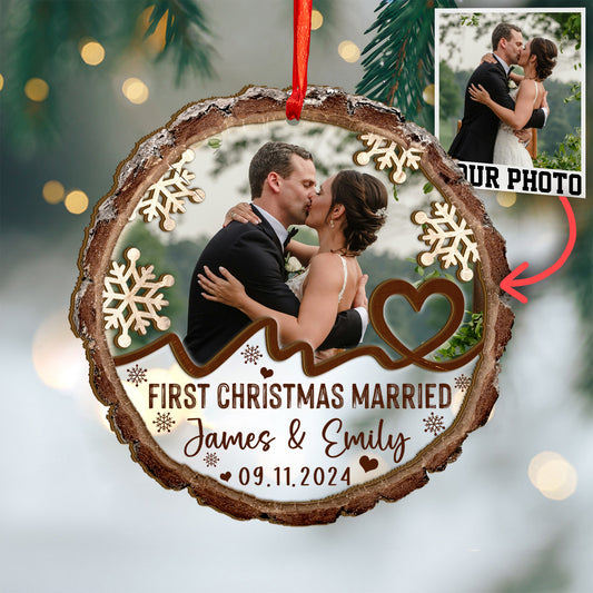 Custom Wedding Photo Wood and Acrylic Ornament