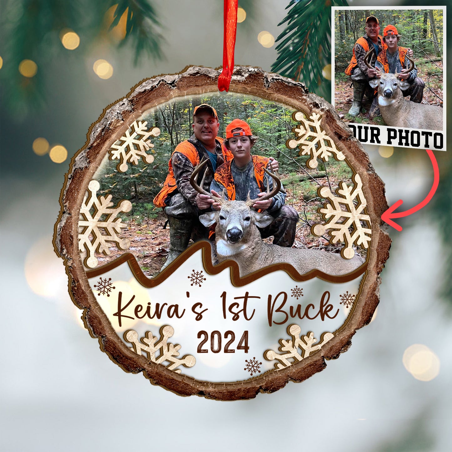 Custom Hunting Photo Wood and Acrylic Ornament