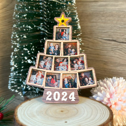 Custom Christmas Tree Family Photo Wood and Acrylic Ornament