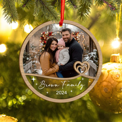 Custom Family Photo Wood and Acrylic Ornament