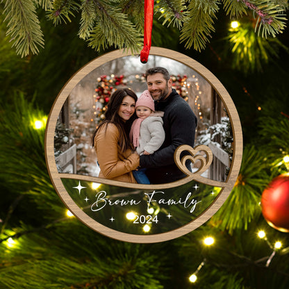 Custom Family Photo Wood and Acrylic Ornament