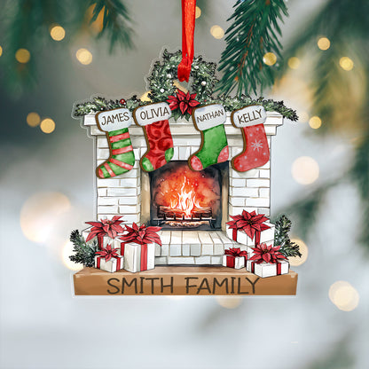 Custom Family Names Wood and Acrylic Ornament