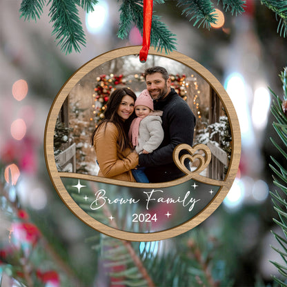 Custom Family Photo Wood and Acrylic Ornament