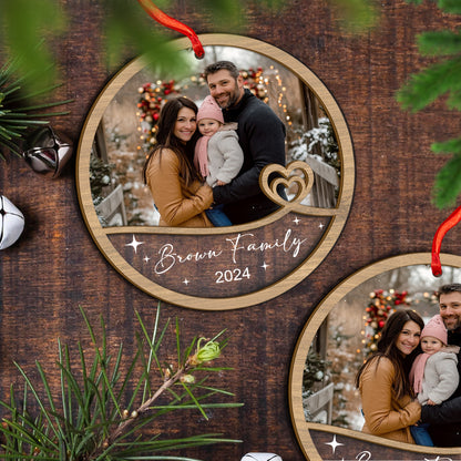 Custom Family Photo Wood and Acrylic Ornament