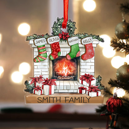 Custom Family Names Wood and Acrylic Ornament