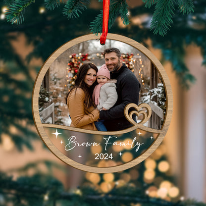 Custom Family Photo Wood and Acrylic Ornament