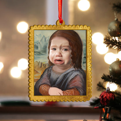 Custom Face Photo Mona Lisa Wood and Acrylic Ornament