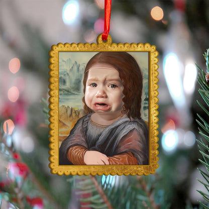 Custom Face Photo Mona Lisa Wood and Acrylic Ornament