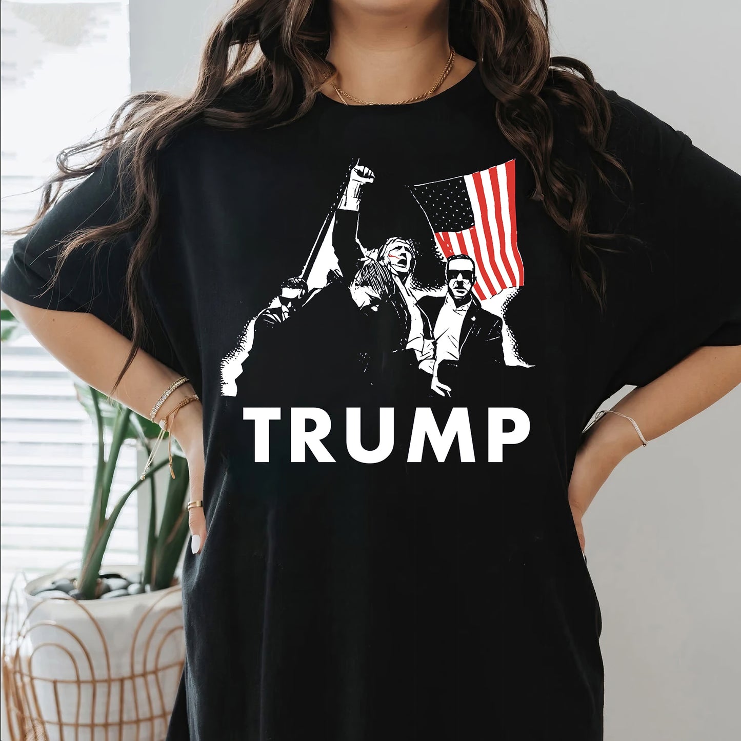 Trump With American Flag Shirt