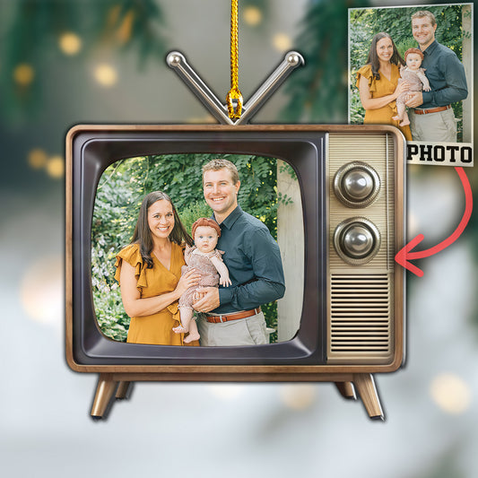 Custom Family Photo Retro Television Ornament