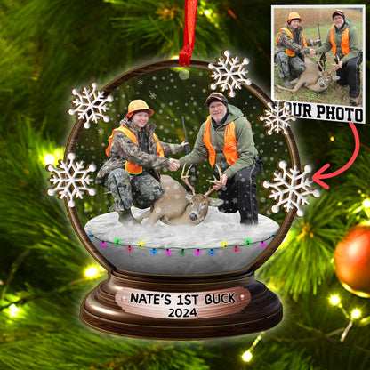 Custom Hunting Photo Snowball Wood and Acrylic Ornament