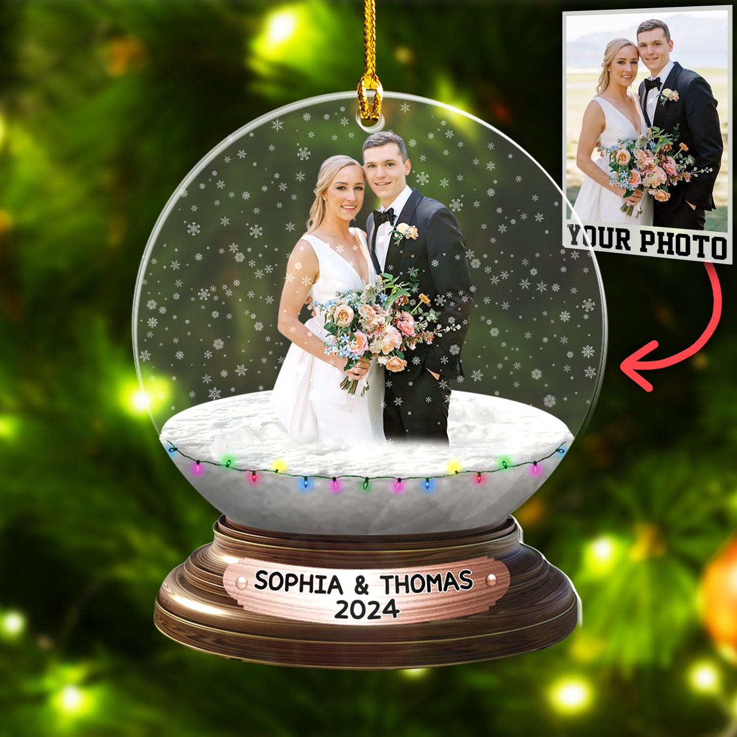 Custom Wedding Photo Snowball Ornament