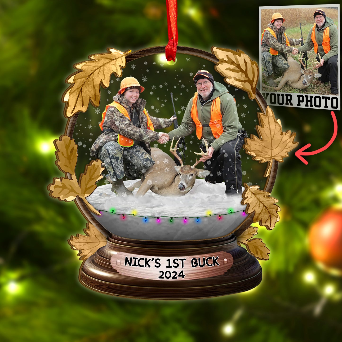 Custom Hunting Photo Wood and Acrylic Ornament